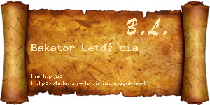 Bakator Letícia névjegykártya